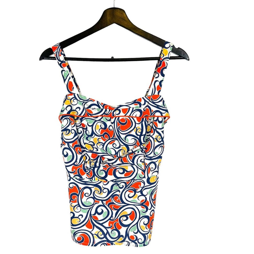 CAbi Keepsake Swirl Print Multicolor Corset Style Sleeveless Top 6